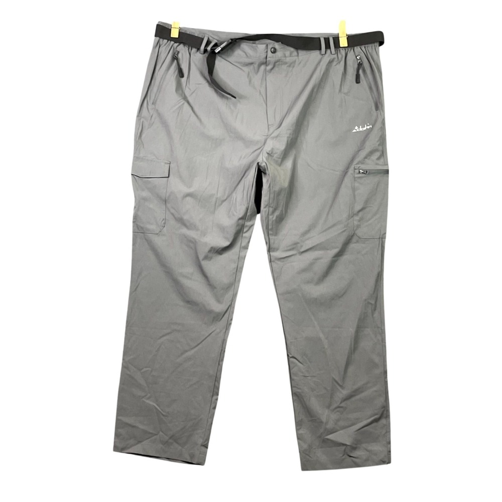 Clothin Cargo Pants Mens 47x30.5* Gray Nylon Stretch Belted Work Hiking Outdoor